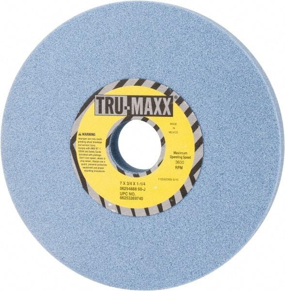 Tru-Maxx - 7" Diam x 1-1/4" Hole x 3/4" Thick, J Hardness, 60 Grit Surface Grinding Wheel - Ceramic, Type 1, Medium Grade, 3,600 Max RPM, Vitrified Bond, No Recess - Eagle Tool & Supply