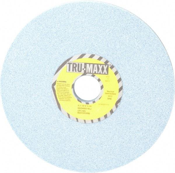 Tru-Maxx - 8" Diam x 1-1/4" Hole x 1/2" Thick, J Hardness, 46 Grit Surface Grinding Wheel - Ceramic, Type 1, Coarse Grade, 3,600 Max RPM, Vitrified Bond, No Recess - Eagle Tool & Supply
