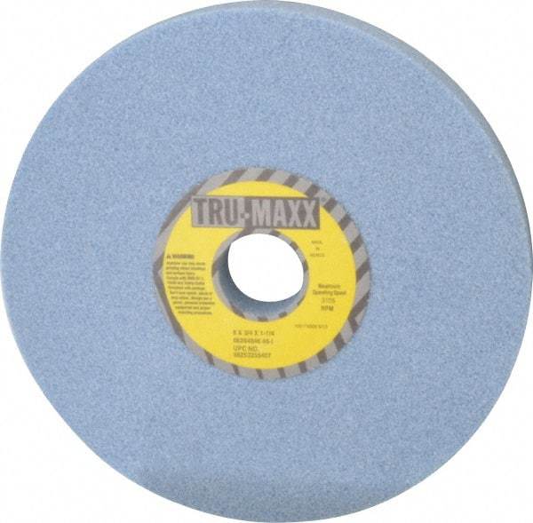 Tru-Maxx - 8" Diam x 1-1/4" Hole x 3/4" Thick, I Hardness, 46 Grit Surface Grinding Wheel - Ceramic, Type 1, Coarse Grade, 3,105 Max RPM, Vitrified Bond, No Recess - Eagle Tool & Supply