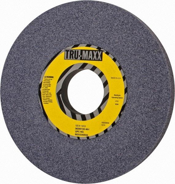 Tru-Maxx - 12" Diam x 3" Hole x 1" Thick, I Hardness, 46 Grit Surface Grinding Wheel - Aluminum Oxide, Type 1, Coarse Grade, 2,705 Max RPM, Vitrified Bond, No Recess - Eagle Tool & Supply