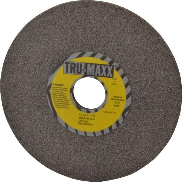 Tru-Maxx - 7" Diam x 1-1/4" Hole x 1/4" Thick, J Hardness, 46 Grit Surface Grinding Wheel - Aluminum Oxide, Type 1, Coarse Grade, 3,600 Max RPM, Vitrified Bond, No Recess - Eagle Tool & Supply