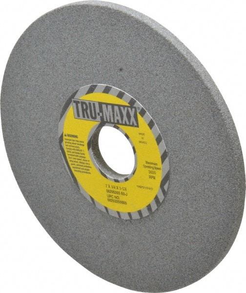 Tru-Maxx - 7" Diam x 1-1/4" Hole x 1/4" Thick, J Hardness, 80 Grit Surface Grinding Wheel - Aluminum Oxide, Type 1, Medium Grade, 3,600 Max RPM, Vitrified Bond, No Recess - Eagle Tool & Supply