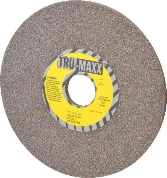 Tru-Maxx - 7" Diam x 1-1/4" Hole x 1/4" Thick, H Hardness, 46 Grit Surface Grinding Wheel - Aluminum Oxide, Type 1, Coarse Grade, 3,600 Max RPM, Vitrified Bond, No Recess - Eagle Tool & Supply