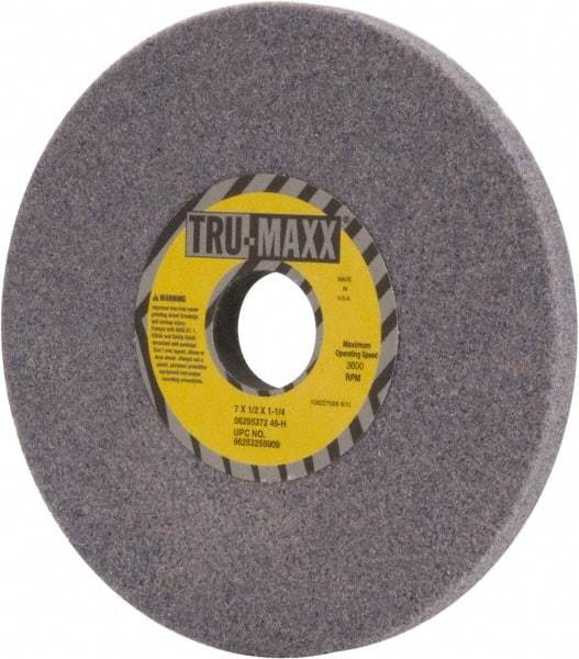 Tru-Maxx - 7" Diam x 1-1/4" Hole x 1/2" Thick, H Hardness, 46 Grit Surface Grinding Wheel - Aluminum Oxide, Type 1, Coarse Grade, 3,600 Max RPM, Vitrified Bond, No Recess - Eagle Tool & Supply