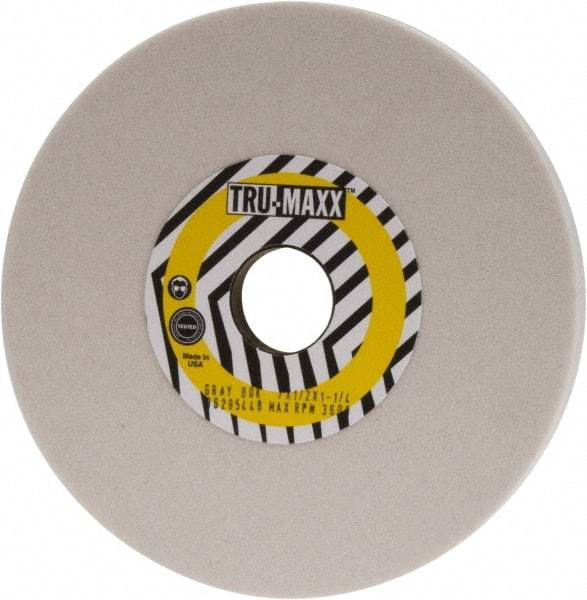 Tru-Maxx - 7" Diam x 1-1/4" Hole x 1/2" Thick, K Hardness, 80 Grit Surface Grinding Wheel - Aluminum Oxide, Type 1, Medium Grade, 3,600 Max RPM, Vitrified Bond, No Recess - Eagle Tool & Supply