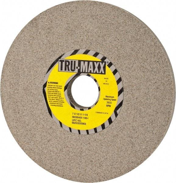 Tru-Maxx - 7" Diam x 1-1/4" Hole x 1/2" Thick, I Hardness, 100 Grit Surface Grinding Wheel - Aluminum Oxide, Type 1, Fine Grade, 3,600 Max RPM, Vitrified Bond, No Recess - Eagle Tool & Supply