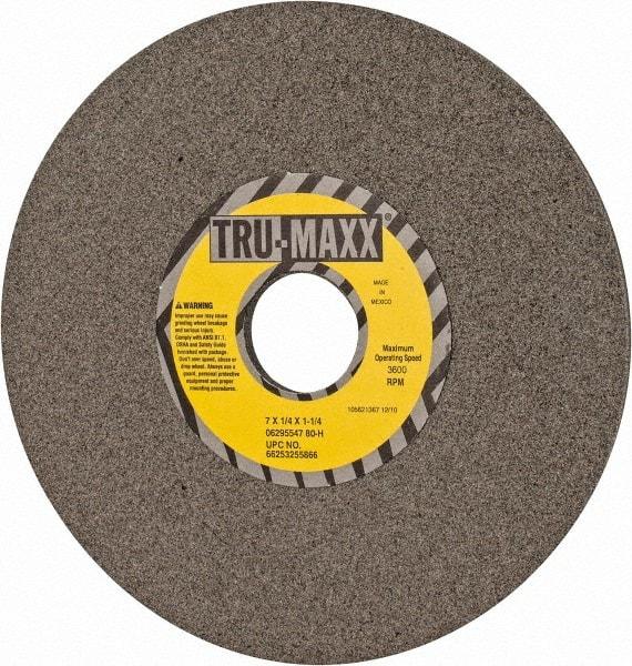 Tru-Maxx - 7" Diam x 1-1/4" Hole x 1/4" Thick, H Hardness, 80 Grit Surface Grinding Wheel - Aluminum Oxide, Type 1, Medium Grade, 3,600 Max RPM, Vitrified Bond, No Recess - Eagle Tool & Supply