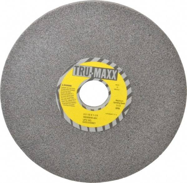 Tru-Maxx - 8" Diam x 1-1/4" Hole x 1/2" Thick, I Hardness, 46 Grit Surface Grinding Wheel - Aluminum Oxide, Type 1, Coarse Grade, 3,105 Max RPM, Vitrified Bond, No Recess - Eagle Tool & Supply
