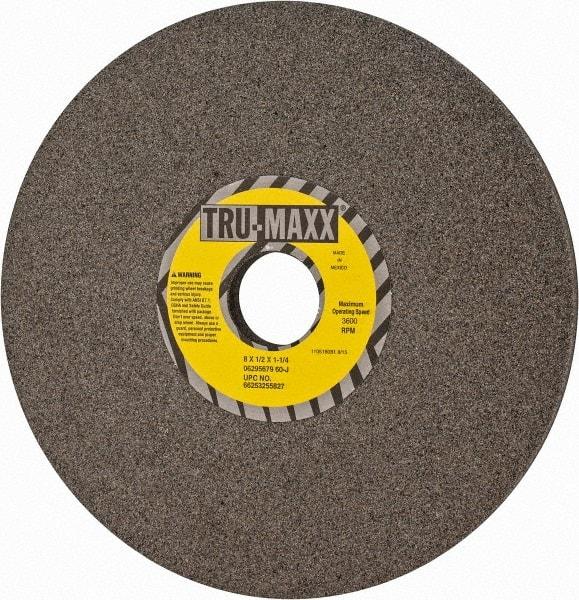Tru-Maxx - 8" Diam x 1-1/4" Hole x 1/2" Thick, J Hardness, 60 Grit Surface Grinding Wheel - Aluminum Oxide, Type 1, Medium Grade, 3,600 Max RPM, Vitrified Bond, No Recess - Eagle Tool & Supply