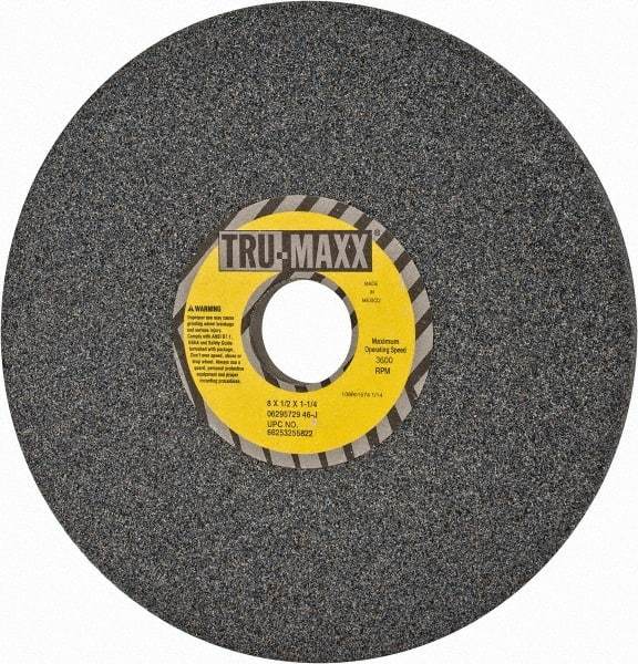 Tru-Maxx - 8" Diam x 1-1/4" Hole x 1/2" Thick, J Hardness, 46 Grit Surface Grinding Wheel - Aluminum Oxide, Type 1, Coarse Grade, 3,600 Max RPM, Vitrified Bond, No Recess - Eagle Tool & Supply