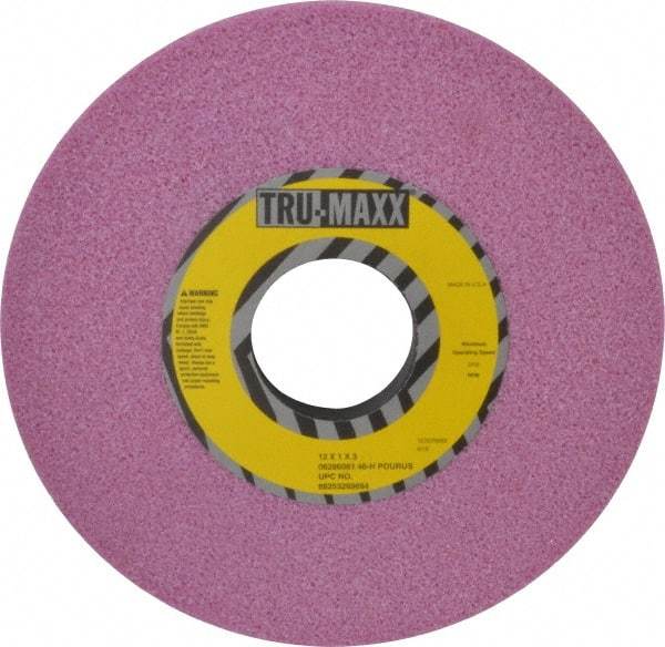 Tru-Maxx - 12" Diam x 3" Hole x 1" Thick, H Hardness, 46 Grit Surface Grinding Wheel - Aluminum Oxide, Type 1, Coarse Grade, 2,705 Max RPM, Vitrified Bond, No Recess - Eagle Tool & Supply