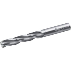 Walter-Titex - 11mm 150° Spiral Flute Solid Carbide Screw Machine Drill Bit - Bright Finish, Right Hand Cut, 60mm Flute Length, 95mm OAL, Maximiza Point, Straight Shank - Eagle Tool & Supply