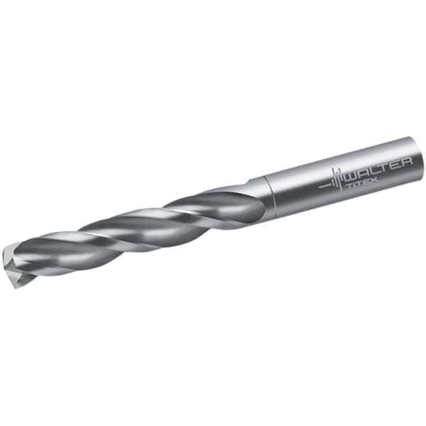 Walter-Titex - 6.6mm 150° Spiral Flute Solid Carbide Screw Machine Drill Bit - Bright Finish, Right Hand Cut, 42mm Flute Length, 70mm OAL, Maximiza Point, Straight Shank - Eagle Tool & Supply