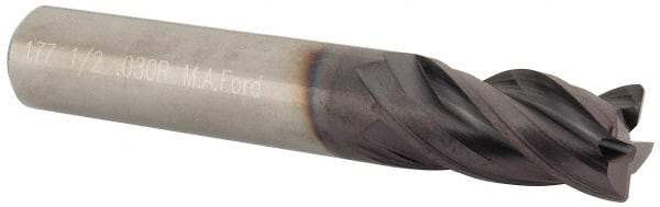 M.A. Ford - 1/2", 4 Flute, Single End, Solid Carbide, 0.06" Corner Radius End Mill - 3" OAL, Right Hand Flute, 1" LOC, Right Hand Cut - Eagle Tool & Supply