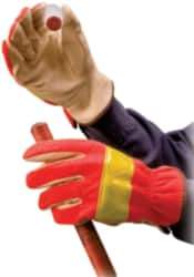 PRO-SAFE - Size S (7) Grain Pigskin General Protection Work Gloves - For General Purpose, Uncoated, Slip-On Cuff, Full Fingered, Orange, Paired - Eagle Tool & Supply