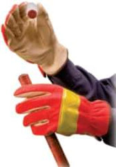 PRO-SAFE - Size S (7) Grain Pigskin General Protection Work Gloves - For General Purpose, Uncoated, Slip-On Cuff, Full Fingered, Orange, Paired - Eagle Tool & Supply