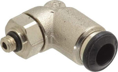 Alpha Technologies - 6mm Outside Diam, M5 Metric, Nickel Plated Brass Push-to-Connect Tube Male Swivel Elbow - 250 Max psi, Tube to Metric Thread Connection, Buna O-Ring - Eagle Tool & Supply