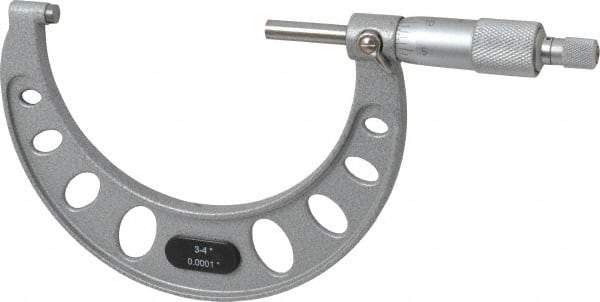 Value Collection - 3 to 4" Range, 0.0001" Graduation, Mechanical Outside Micrometer - Ratchet Stop Thimble, Accurate to 0.0001" - Eagle Tool & Supply