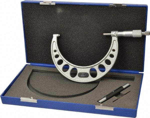 Value Collection - 4 to 5" Range, 0.0001" Graduation, Mechanical Outside Micrometer - Ratchet Stop Thimble, Accurate to 0.0001" - Eagle Tool & Supply