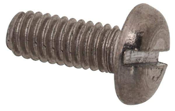 Value Collection - M2.5x0.45 Metric Coarse, 6mm Length Under Head Slotted Drive Machine Screw - Pan Head, Grade 18-8 & A2 Stainless Steel, Uncoated, Without Washer - Eagle Tool & Supply