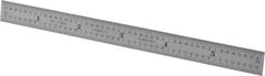 Starrett - 6" Long, 1/64, 1/32, 1/16, 1/8" Graduation, Flexible Steel Rule - 4R Graduation Style, 1/2" Wide, Silver, Satin Chrome Finish - Eagle Tool & Supply