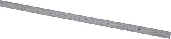 Starrett - 12" Long, 1/64, 1/32, 1/16, 1/8" Graduation, Flexible Steel Rule - 4R Graduation Style, 1/2" Wide, Silver, Satin Chrome Finish - Eagle Tool & Supply
