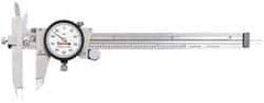 Starrett - 0" to 6" Range, 0.001" Graduation, 0.1" per Revolution, Dial Caliper - White Face, 3-1/2" Jaw Length, Accurate to 0.0010" - Eagle Tool & Supply