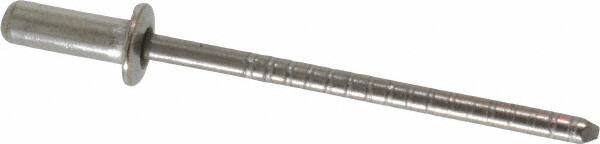 RivetKing - Size 43 Dome Head Stainless Steel Closed End Sealing Blind Rivet - Stainless Steel Mandrel, 0.126" to 0.187" Grip, 1/4" Head Diam, 0.129" to 0.133" Hole Diam, 0.422" Length Under Head, 1/8" Body Diam - Eagle Tool & Supply