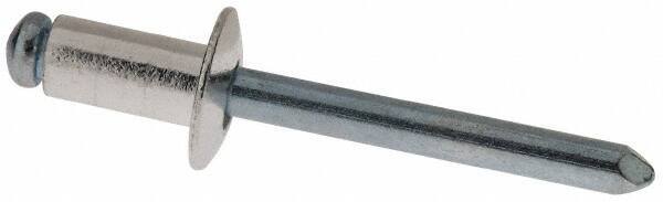 RivetKing - Size 84 Dome Head Aluminum Open End Blind Rivet - Steel Mandrel, 0.02" to 1/4" Grip, 1/2" Head Diam, 0.257" to 0.261" Hole Diam, 1/2" Length Under Head, 1/4" Body Diam - Eagle Tool & Supply