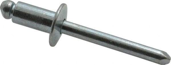 RivetKing - Size 84 Dome Head Steel Open End Blind Rivet - Steel Mandrel, 0.02" to 1/4" Grip, 1/2" Head Diam, 0.257" to 0.261" Hole Diam, 1/2" Length Under Head, 1/4" Body Diam - Eagle Tool & Supply