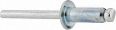 RivetKing - Size 88 Dome Head Steel Open End Blind Rivet - Steel Mandrel, 0.376" to 1/2" Grip, 1/2" Head Diam, 0.257" to 0.261" Hole Diam, 3/4" Length Under Head, 1/4" Body Diam - Eagle Tool & Supply