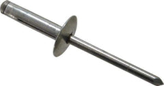 RivetKing - Size 0625 Large Flange Head Aluminum Tri Folding Blind Rivet - Aluminum Mandrel, 0.04" to 0.354" Grip, 0.55" Head Diam, 0.196" to 0.209" Hole Diam, 0.92" Length Under Head, 3/16" Body Diam - Eagle Tool & Supply