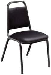 NPS - Vinyl Black Stacking Chair - Black Frame, 17-1/4 Inch Wide x 20 Inch Deep x 33 Inch High - Eagle Tool & Supply