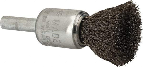 Anderson - 1/2" Brush Diam, Crimped, End Brush - 1/4" Diam Shank, 25,000 Max RPM - Eagle Tool & Supply