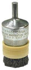 Anderson - 1" Brush Diam, Crimped, Flared End Brush - 1/4" Diam Shank, 10,000 Max RPM - Eagle Tool & Supply