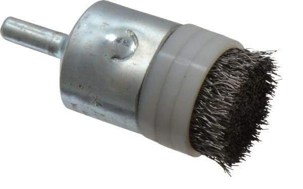 Anderson - 1" Brush Diam, Crimped, Flared End Brush - 1/4" Diam Shank, 10,000 Max RPM - Eagle Tool & Supply