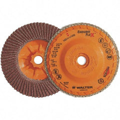 WALTER Surface Technologies - 60 Grit, 7" Disc Diam, 7/8" Center Hole, Zirconia Alumina Flap Disc - 8,600 Max RPM, Plastic Backing, Arbor Attaching System, Coated - Eagle Tool & Supply