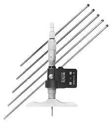 Fowler - 0 to 150mm Range, 4" Base Length, 6 Rods, Friction Thimble, Electronic Depth Micrometer - No Water Resistance Rating, 0.00005" Resolution, 0.176" Rod Diam, 357 Battery, - Eagle Tool & Supply