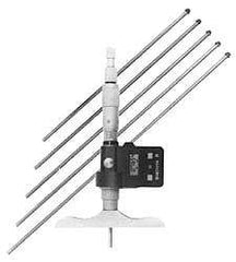 Fowler - 0 to 150mm Range, 4" Base Length, 6 Rods, Friction Thimble, Electronic Depth Micrometer - No Water Resistance Rating, 0.00005" Resolution, 0.176" Rod Diam, 357 Battery, - Eagle Tool & Supply