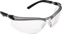 3M - +2, Clear Lenses, Scratch Resistant, Framed Magnifying Safety Glasses - UV Protection, Adjustable Temples, Silver/Black Plastic Frame, ANSI Z87.1-2010 - Eagle Tool & Supply
