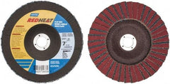 Norton - 36 Grit, 7" Disc Diam, 7/8" Center Hole, Type 29 Ceramic Flap Disc - 8,600 Max RPM, Fiberglass Backing, Arbor Attaching System, Coated - Eagle Tool & Supply