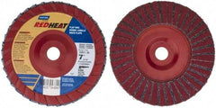 Norton - 36 Grit, 7" Disc Diam, 7/8" Center Hole, Type 27 Ceramic Flap Disc - 8,600 Max RPM, Plastic Backing, Arbor Attaching System, Coated - Eagle Tool & Supply