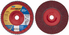 Norton - 60 Grit, 7" Disc Diam, 7/8" Center Hole, Type 27 Ceramic Flap Disc - 8,600 Max RPM, Plastic Backing, Arbor Attaching System, Coated - Eagle Tool & Supply