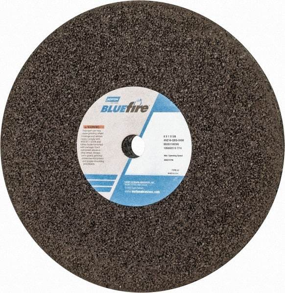 Norton - 8" Diam x 5/8" Hole x 1" Thick, Q Hardness, 16 Grit Surface Grinding Wheel - Zirconia Alumina, Type 1, Very Coarse Grade, 6,000 Max RPM, No Recess - Eagle Tool & Supply
