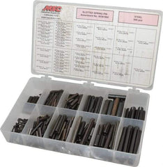 Made in USA - 500 Piece, 1/16 to 7/16" Pin Diam, Spring Pin Assortment - Steel - Eagle Tool & Supply