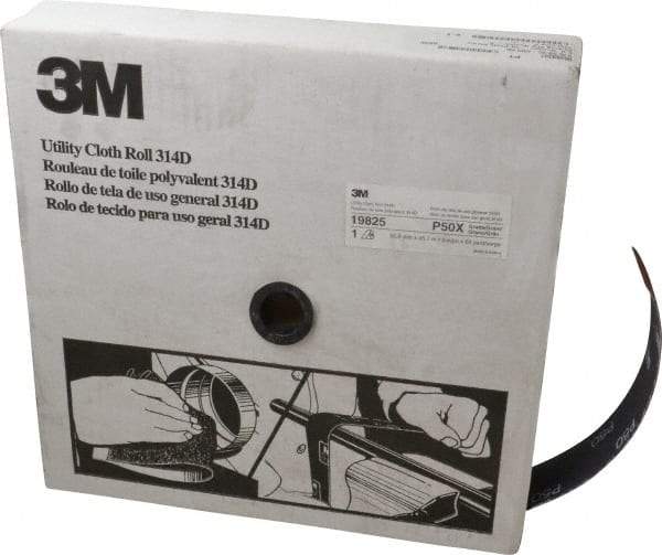 3M - 2" x 50 Yd 50 Grit Aluminum Oxide Cloth Roll - Coarse Grade, X Weighted Backing - Eagle Tool & Supply