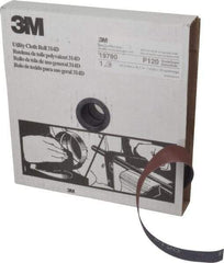 3M - 1" x 50 Yd 120 Grit Aluminum Oxide Cloth Roll - Fine Grade, J Weighted Backing - Eagle Tool & Supply