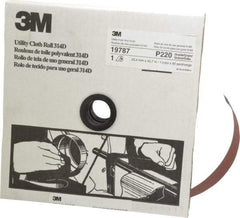 3M - 1" x 50 Yd 220 Grit Aluminum Oxide Cloth Roll - Very Fine Grade, J Weighted Backing - Eagle Tool & Supply