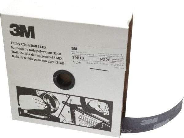 3M - 2" x 50 Yd 220 Grit Aluminum Oxide Cloth Roll - Very Fine Grade, J Weighted Backing - Eagle Tool & Supply