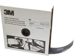 3M - 2" x 50 Yd 220 Grit Aluminum Oxide Cloth Roll - Very Fine Grade, J Weighted Backing - Eagle Tool & Supply